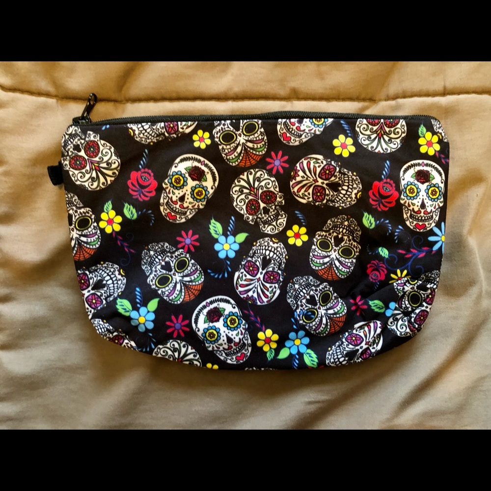 Sugar skull makeup bag
